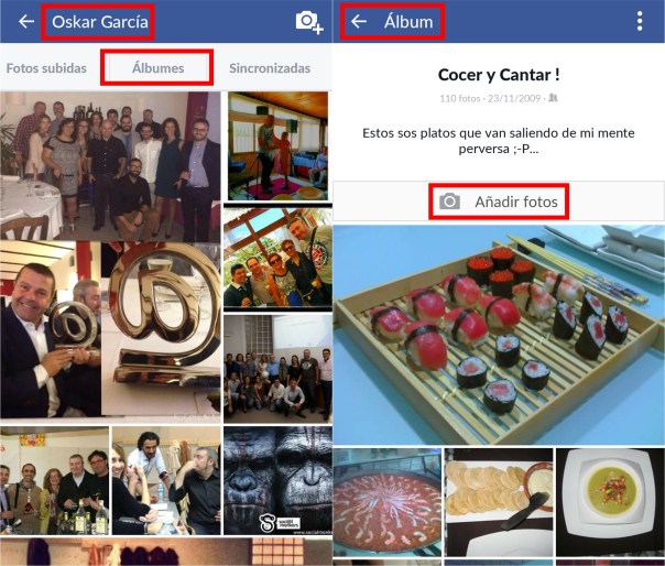 Añadir imágenes a álbum