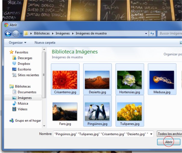 Seleccionamos imágenes