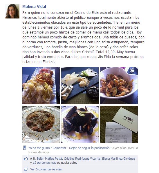 Crónica o posteo de un miembro