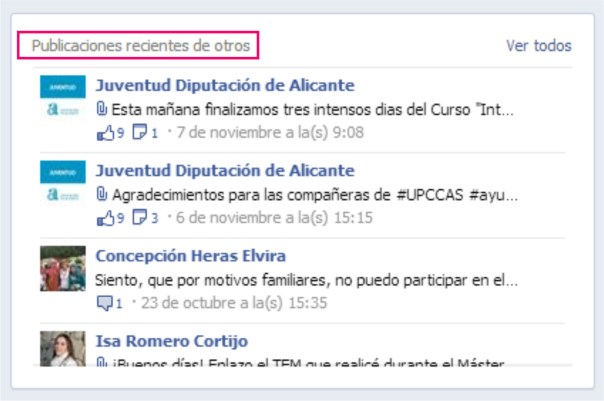 Sección Publicaciones recientes de otros