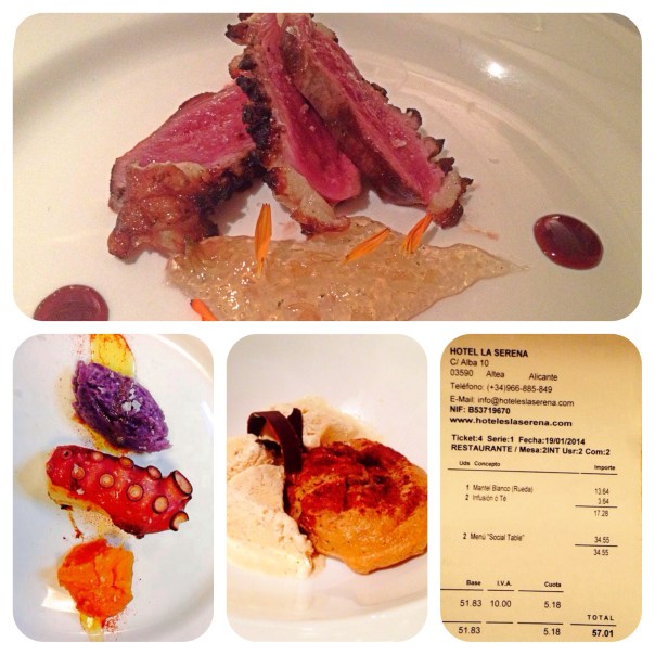 Magret de pato, Pulpo braseado y Almoixábenas