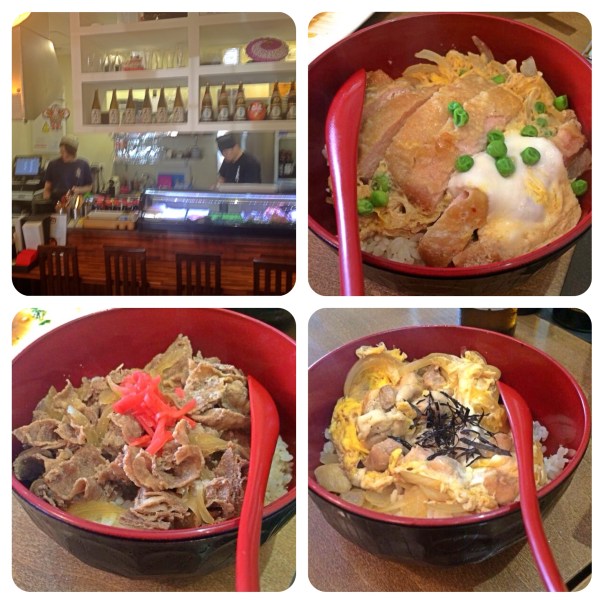 Donburi Daikichi de katsudon, gyudon y oyakodon