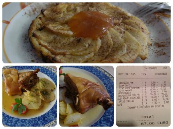 Tarta Manzana, Cochinillo, duo y ticket