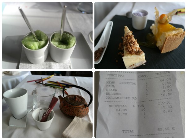 Sorbete, Postres, Infusiones y Ticket