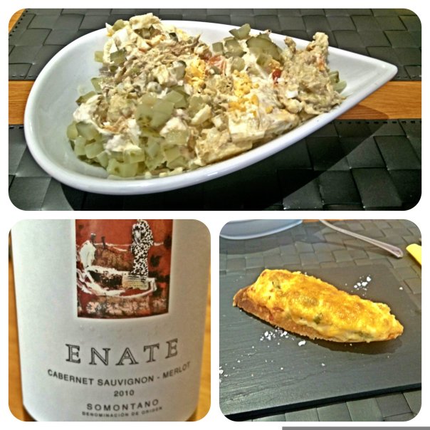 ensaladilla, enate y pintxo
