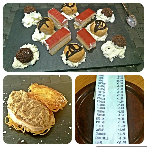 Postre, pintxo y cuenta