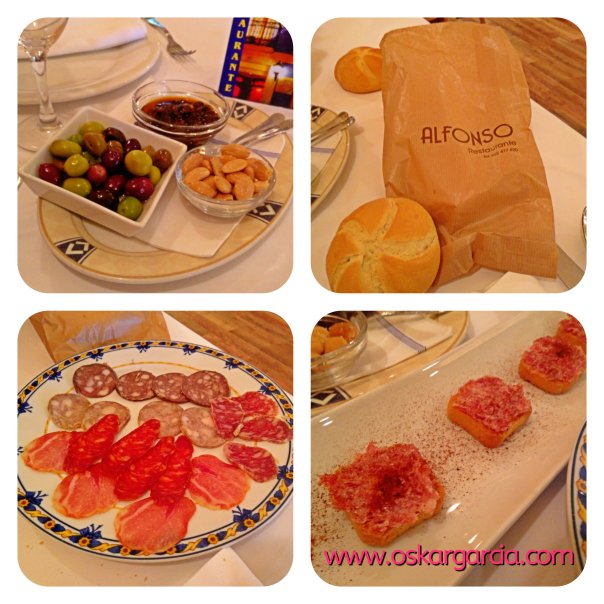 pipirrana, embutido, pan y paté de longaniza