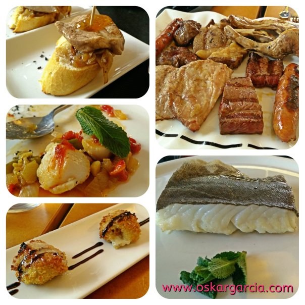 pintxo solomillo, vieiras, croquetas cabrales, balacao y asado gourmet