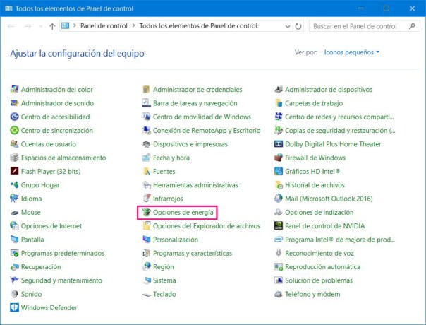 Panel de Control W10